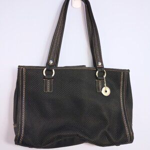 The Sak Black Structured Shoulder Bag Top Handles Textured Finish Fair Condition